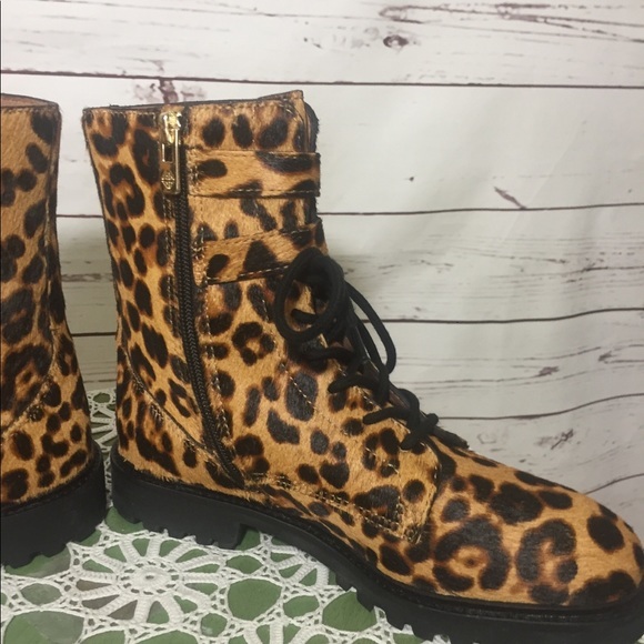 🌸NWOB Antonio Melani Dyed Cow Hair Combat Style Boots - Picture 6 of 12